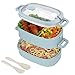 Boite Repas Homchen en 2 étages avec le couvert, boite bento hermétique. Boite Déjeuner ideal pour le Pique-Nique, le Travail. Passe au Micro-Ondes et Lave-Vaisselle