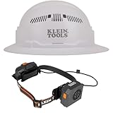 Klein Tools 80170 Full-Brim Hard Hat Set, Class C Vented White Hard Hat, Rechargeable Portable Cooling Turbo Fan with Lithium-ion Battery, 3-Piece