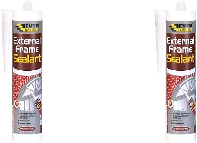 Everbuild External Frame Acrylic Sealant, Grey, 290 ml & Weather and Waterproof Window and Door Frame Acrylic Sealant, White, 290 ml