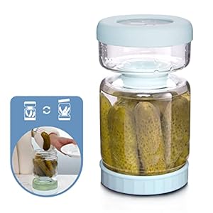 WhiteRhino Glass Pickle Jar with Strainer Flip,34oz Pickle Container,Hourglass Pickle Juice Separator Jar for Olives,Gherkins or Sliced Pickles,Leakproof Airtight Lid and Refrigerator Dishwasher Safe
