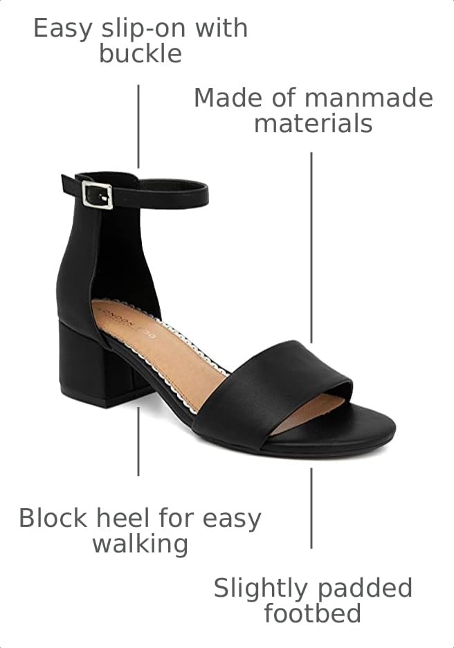 Image of LONDON FOG Women's Nikki Low Two Piece Block Heel Dress Shoe Ladies Ankle Strap Pump Sandal