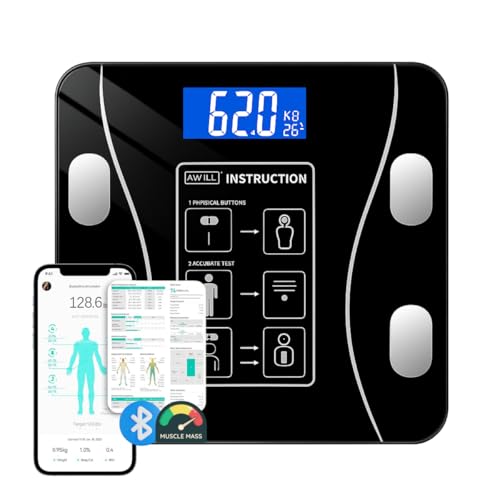 Balança Digital Corporal com Bioimpedancia de Chão Mede Composiçã...