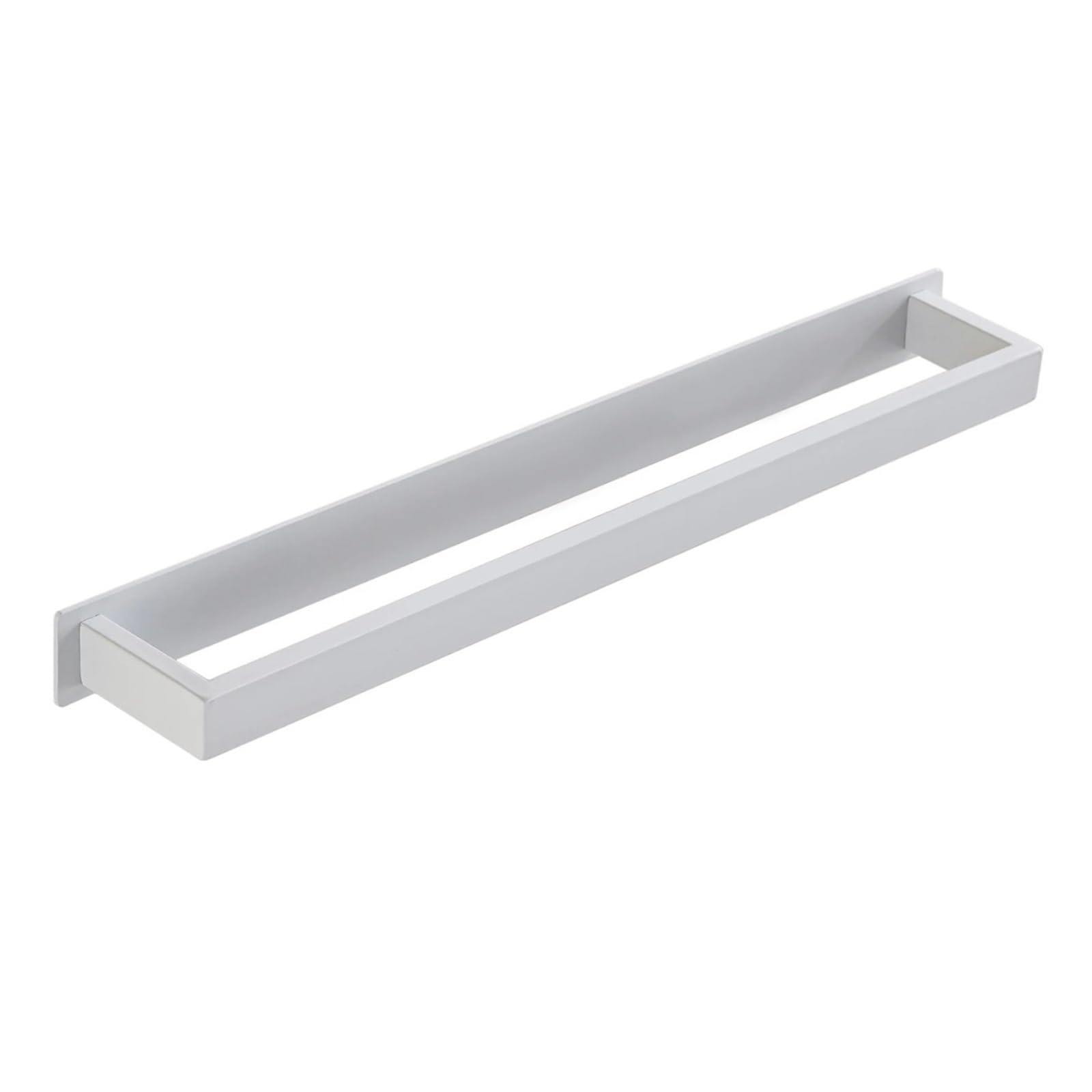 Self-Adhesive Bathroom Towel Rack Stainless Steel White Kitchen Hanger Holder Toilet Square Bar No Drill 30/40/50cm Easy Maintenance(White 50cm)