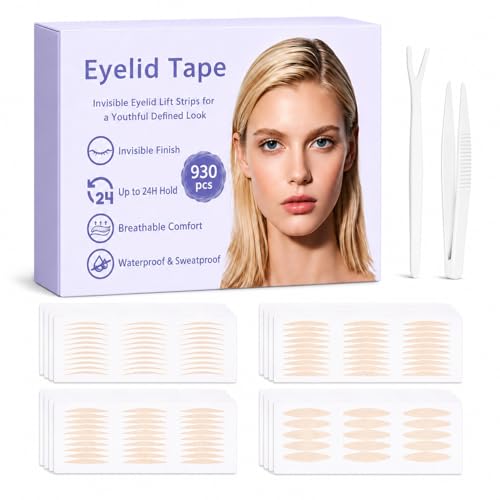 930 Pcs Double Eyelid Tape for Hooded Eyes Invisible, Waterproof Eyelid Lifter Strips for...