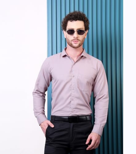 Image of CONTRARY Men's Pure Cotton Solid Stylish Casual & Formal Wear Shirt | Stylish Regular Fit Full Sleeve Comfortable Office Party Trendy Shirt - Multi Color