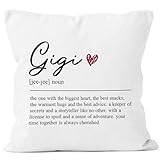 MONALET Gigi Definition Gifts Throw Pillow Cover 18x18, Birthday Pillow Case for Grandmother, Grandma Square Decor Pillowcase for Home Bedroom Living Room Couch Bed Sofa