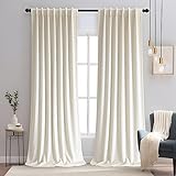 Aljctns Ivory Velvet Curtains 84 inches Luxury 50% Blackout Velvet Curtains for Bedroom Living Room,Thermal Insulated Super Soft Window Drapes Rod Pocket & Back Tab, 52' W x 84' L, 2 Panels Set