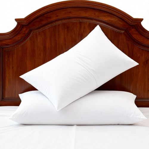 Image of Bed Pillows Standard Size Set of 2 Medium Support Pillow for Stomach Side Back Sleeper Basic Soft Down Alternative White 20x26 inches