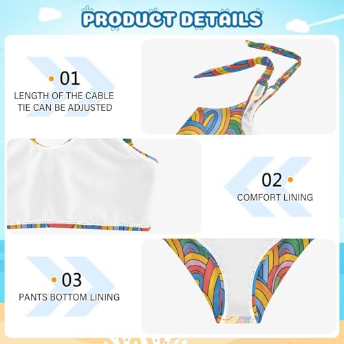 Colorful Rainbow Girls Two Piece Tankini Swimsuits Summer Bathing Suit Beach Swimwear Set3