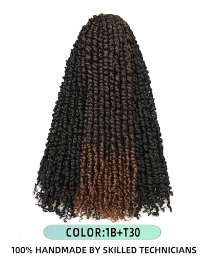 20 Inches 8 Packs crochet twists pre looped,Mixed Colors Combo Pack(6 packs 1B+ 2 pack T1B/30),Passion Twist Crochet Hair-Super Long Pre-twisted Pre Looped Hair Extensions(20"-8 Packs,1B+T30)