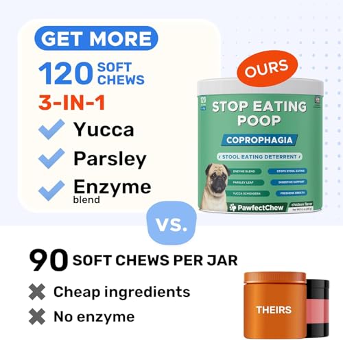 Image of PAWFECTCHEW Coprophagia Deterrent for Dogs & Breath Aid Support - No Poo Chews for Dogs w /Probiotics, Digestive Enzymes Stop Dog Poop Eating - Stool Eating Deterrent - Made in USA