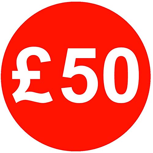 £ Red Price Stickers - 30mm - £50, 200 — image 1