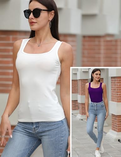 Image of BQTQ 5 Pack Women's Tank Tops Square Neck Sleeveless Ladies Tank Top Undershirts