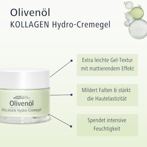 medipharma cosmetics Olivenöl Kollagen Hydro-Cremegel – Mit Niacinamid & Kollagen – Mildert Falten – Stärkt die Hautelastizität – Spendet intensive Feuchtigkeit