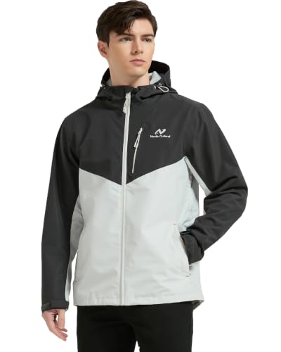 Image of NORDIC OUTLAND Mens Lightweight Hooded Waterproof Rain Jacket Breathable Raincoat Shell for Outdoor Mountain Hiking