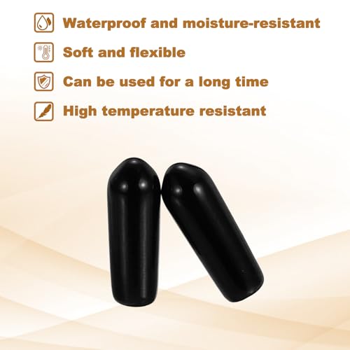 Image of uxcell 88Pcs Rubber End Caps, 5mm(3 /16 inch) ID 16mm(5 /8 inch) Height Round Screw Thread Protectors Flexible Screw Bolt Covers Caps for Metal Tube Rod Bolt, Black