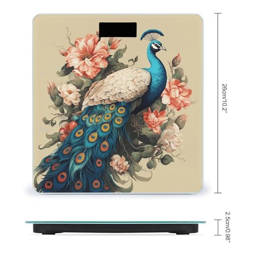 Báscula digital de baño Peacock and Flowers con vidrio templado miniatura 2