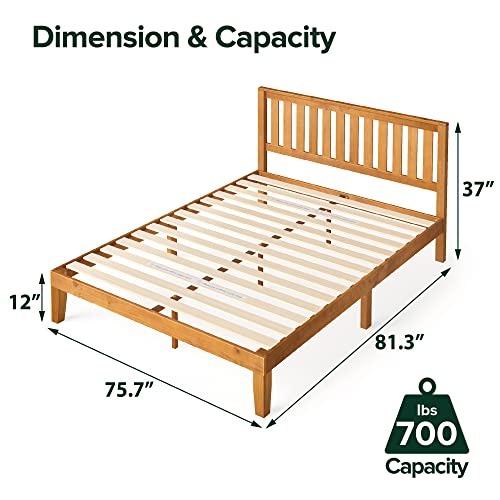 Image of Zinus Alexia Wood Platform Bed Frame with headboard, Solid Wood Foundation with Wood Slat Support, No Box Spring Needed, Easy Assembly, Rustic Pine, King