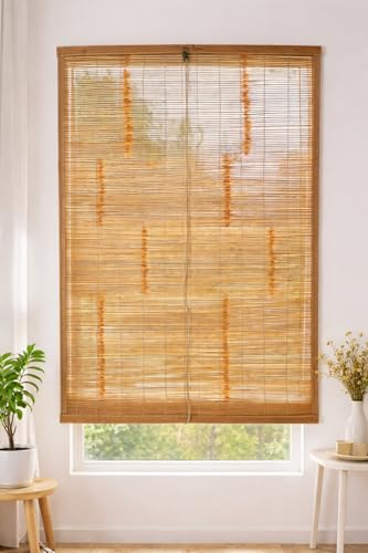 Image of Water Proof Bamboo Curtains for Balcony Roller Rollup Blinds, Bamboo Chick Curtain, for Rain, Sunlight, Dust & Cold Air Protection (Color-Natural,3ft x 7ft (W x H)