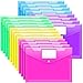 20 Pack Plastic Envelopes Poly Envelopes, Sooez Clear Document Folders US Letter A4 Size File Envelopes with Label Pocket & Snap Button for School Home Work Office Organization, Assorted Color