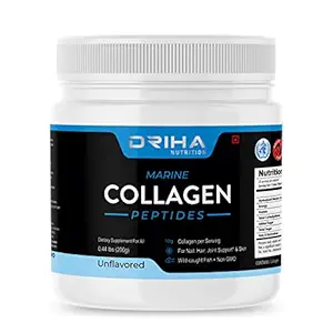 DRIHA NUTRITION Natural Collagen Powder/Supplement For Men & Women | Pure & Natural Hydrolyzed Type Fish Protein Powder For Healthy Skin, Hair, Nails, Bone & Joint (200 Grams) (Unflavoured)