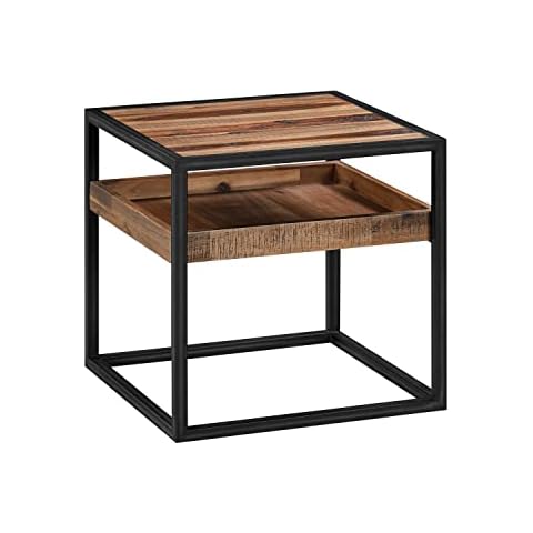Armen Living End Table, Acacia Wood, Black Brushed Cover