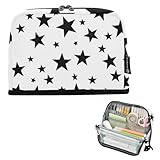 KLUVIO Black Five-pointed Star Big Capacity Pencil Case Pen Pouch Box Organizer Sturdy Zipper School Supplies Pen Bag For Kids Boys Girls Adults