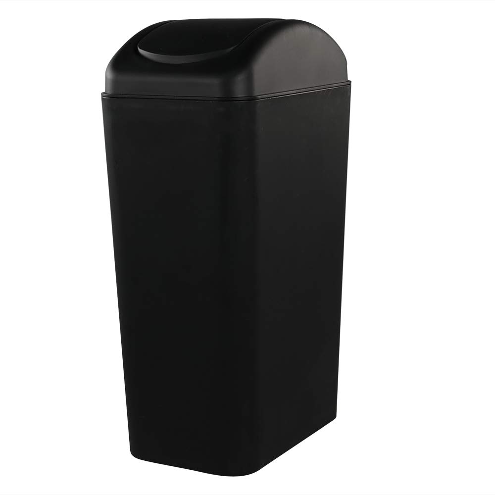Ramddy Slim Trash Can, Black Modern Wastebasket, 14 Liter Commercial