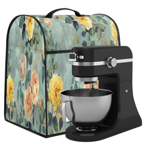 Coffee Maker Cover Watercolor Rose Flower Kitchen Appliance Covers Small Appliance Covers Blender Cover Juicer Cover Dust Covers for Kitchen Appliances with Top Handle and Pockets,Washable,B739