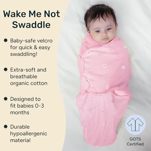 Image of NINTARABABY Swaddle Wrap for Newborns - Organic Cotton, 21 inch x 10 inch | Wake Me Not Swaddle with Baby-Safe Velcro, Ultra-Soft & Snug Sleep Sack, Breathable Swaddling Blanket, Gifts for 0-3 Months
