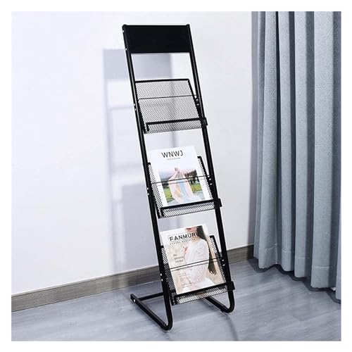 Expositor de periódicos vertical con estantes para revistero de suelo