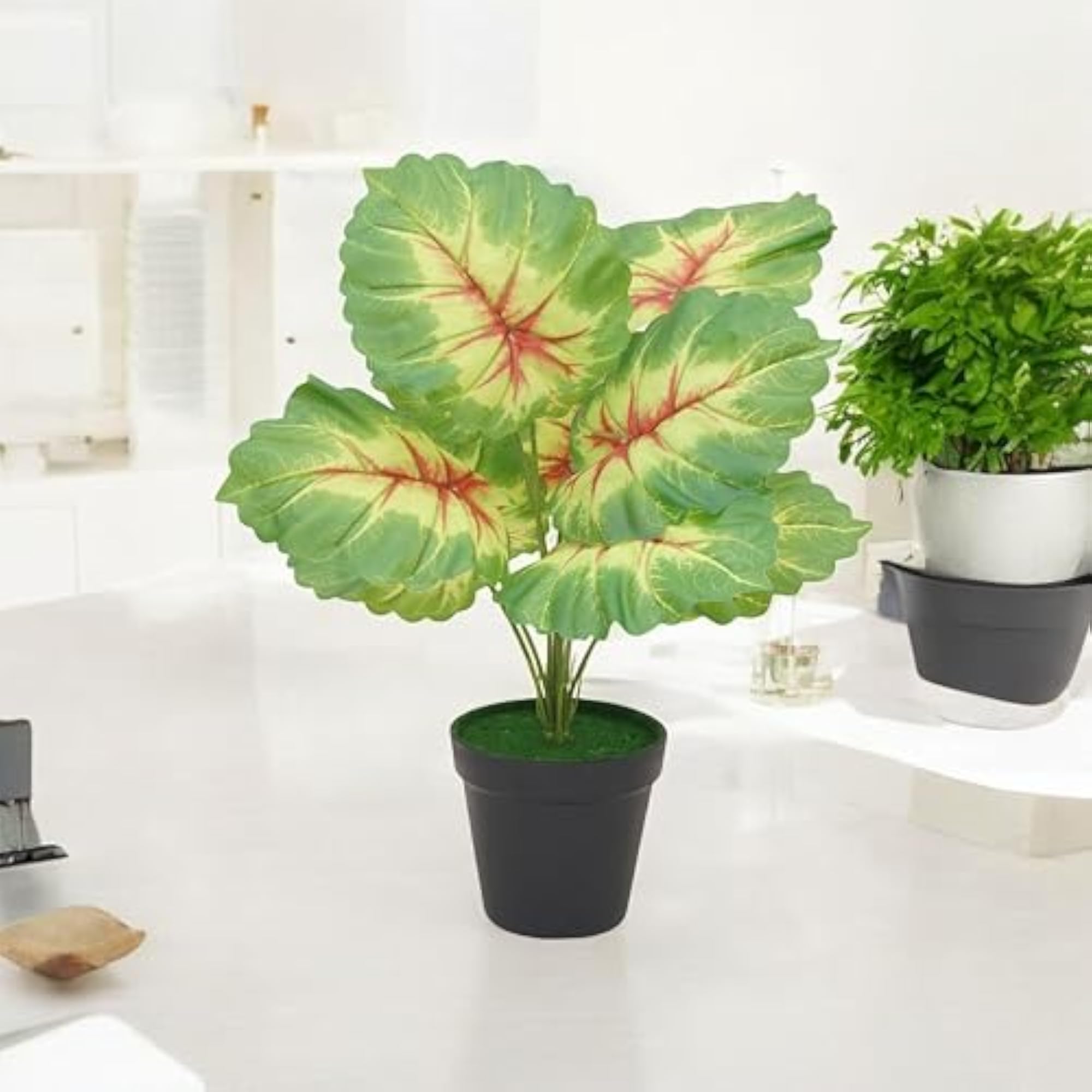 Artificial Caladium Plant, Decorative Faux Greenery