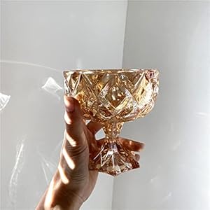 N/A Vintage Crystal Glass Cup Embosed Goblet Home Party Dessert Yoghurt Ice Cream Cup Cocktail Glass Gifts Drinkware (Color : Amber, Size : 300ml)