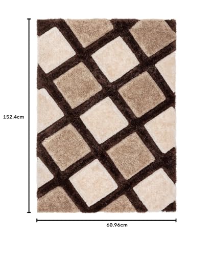 Image of Soft Fluffy Shag Area Rectangular Rugs For Living Room, Shaggy Floor Carpet For Bedroom, Girls Carpets Kids Home Decor Rugs, Cute Luxury Non-Slip[Size 2X5 Feet (Runner), Brown