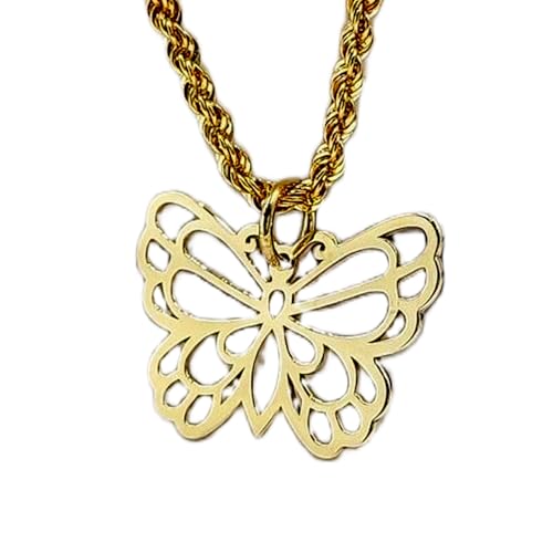 Pendentif pièce papillon 30 x 24 mm LKBEADS chaîne argent plaqué or