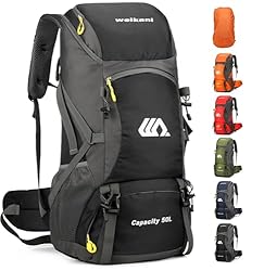 jianyana Mochila Senderismo Mochilas 50 litros Ple...: Capacidad de 50 litros: La mochila jianyana proporciona un amplio espacio de almacenamiento de 50 litros, lo que la hace perfecta para viajes de largo plazo, caminatas, acampadas y mucho más. Diseño Plegable: Nuestra mochila es fácilmente plegable, p...