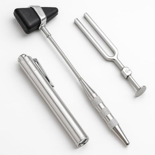 Image of HYZIK Medical & Examination Equipments /Assessments set for Medical use || Doctor Use (Knee Hammer with Pen Torch & Tuning Fork 512 Hz) Doctor tools..