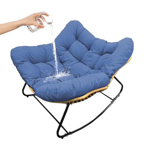 Genérico Mecedora, Mecedora para Salón Exterior con Tapizado, Moderna Mecedora, Sillón Relax, Sillón De Lectura, Capacidad De Carga hasta 150 Kg para Dormitorio, Balcón,Denim Blue