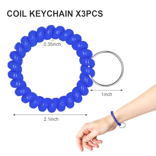 Image of TENOC Spiral Coil Keychain, Anti-lost Key Chain Holder Lanyard Cord for Sauna Outdoor Sports and Gym Pool