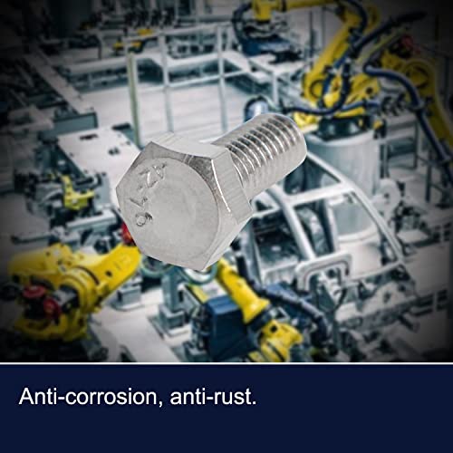 Image of M5 x 25mm Hex Head Bolts Screws Grade 5.8 Stainless Steel, Fasteners Fully Machine Threaded SUS304 10 Pcs