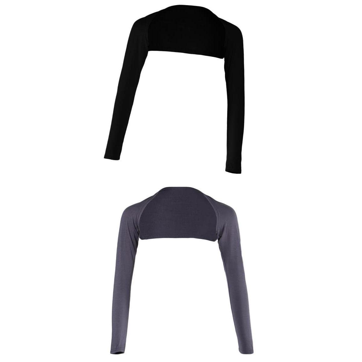nivaa 2x Islamic Ramadan Solid One Piece Long Sleeve Modal Full Arm Cover Shrug Black Gray-picture-42