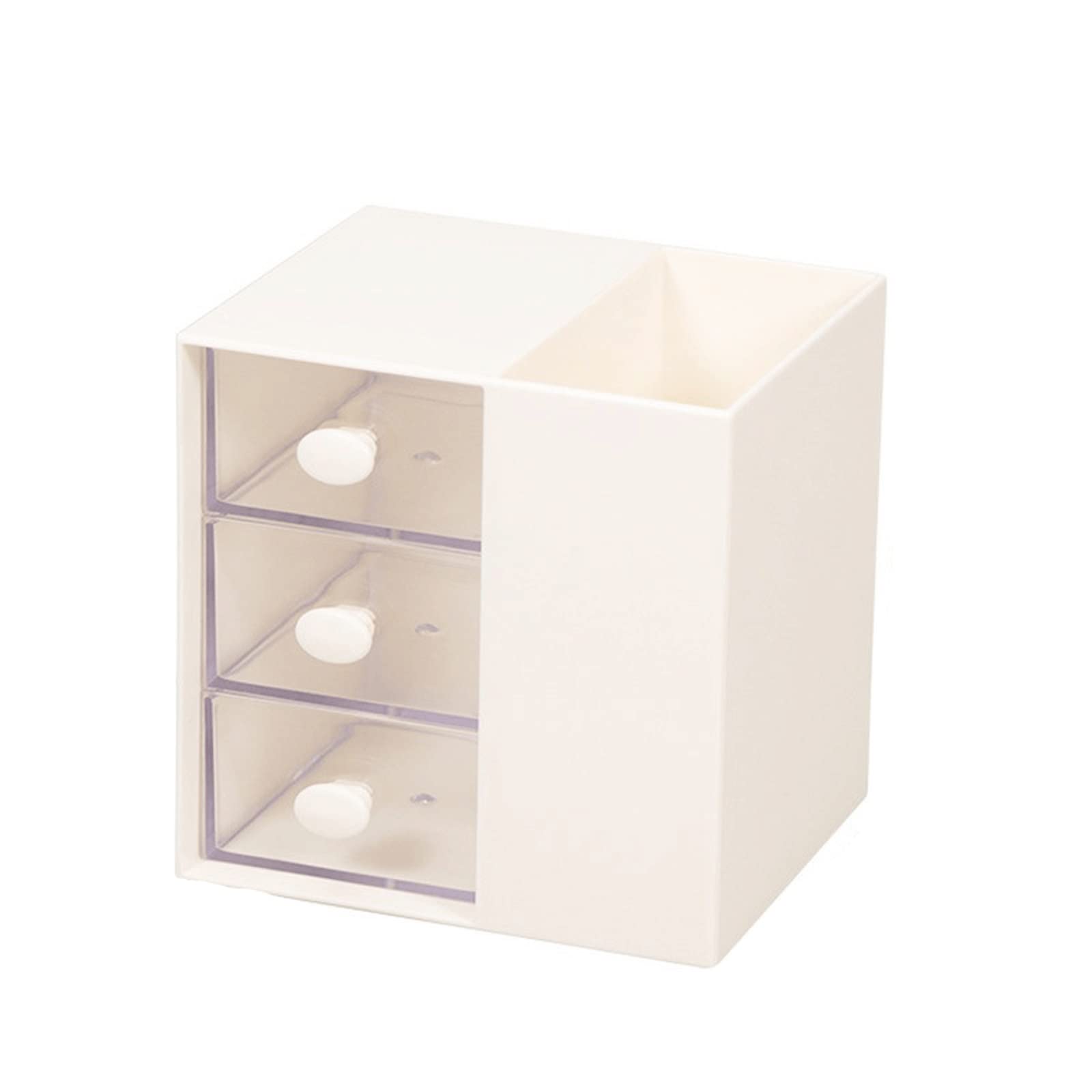 JINGYAN Pojemniki na ołówki Uchwyt na długopis z trzema szufladami organizer biurko o dużej pojemności schowek ołówki akcesoria biurowe szkolne materiały(White)