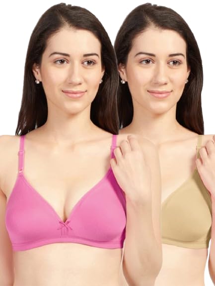 Image of SONARI Omania Womens Non-Padded Cotton Polyester Bras - Solid, Non-Wired, Medium Coverage, Hand Washable (Pack of 2)
