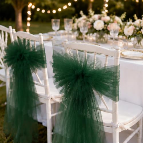 Image of Forest Green Tulle Fabric Ribbon 6 Inch by 25 Yards Rolls Fabric Spool Tulle for Gift Wrapping Wedding Decorations Craft Supplies DIY Tutu Skirt Baby Shower Birthday Party