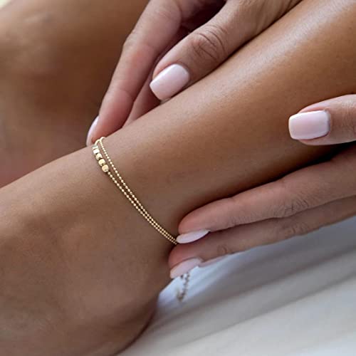 Hothrty Double-Layered Gold Anklet for Women - Waterproof Dainty Charm Jewelry with Adjustable Paperclip Chain - Perfect Summer Gift - Image 2