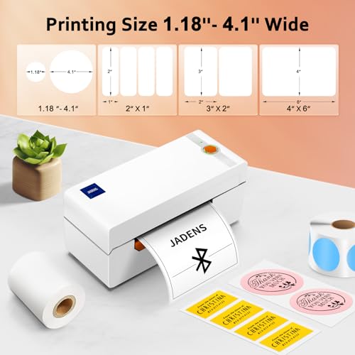 Bluetooth Thermal Label Printer, 4x6 Shipping Label Printer for Shipping Packages, Compatible with UPS, USPS, Ebay, Etsy, Amazon, Shopify Poshmark