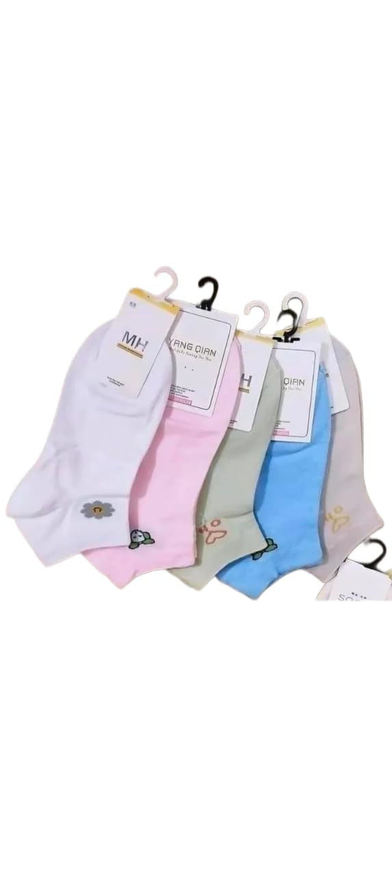 Virock Ankle length socks Woman/Girls Multi Colour Cotton Socks Free Size (Pack of 5 Pair)-picture-11