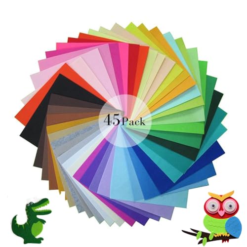 Image of 45Pcs Vibrant Felt Sheets for Sewing School Projects Party Craft Decoration | Size 8*12 inch,1mm Thick Assorted Colors Soft Felt, Easy to Cut