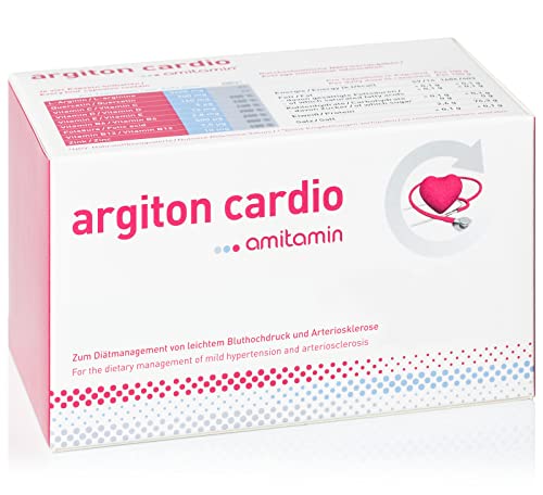 amitamin argiton cardio für Blutdruck Herz Gefäße Apothekenqualität 120 Kapseln Komplex- Formel mit L-Arginin Vitaminen B6 12 C D E Folsäure Natrium und Zink