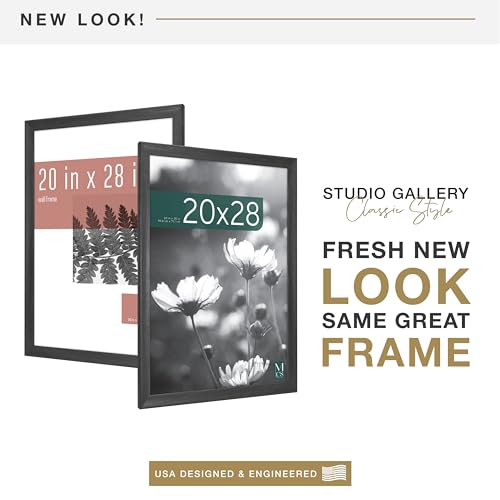 MCS Studio Gallery Classic 20x28 Poster Frame Black Woodgrain, Vertical & Horizontal Wall Hanging Large Picture Frame for Photos, Posters & Art Prints (1-Pack)